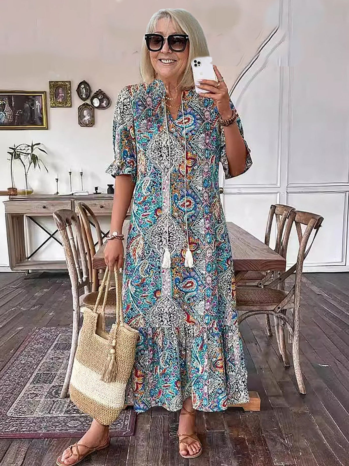 Leontine | Boho Print Maxi Dress