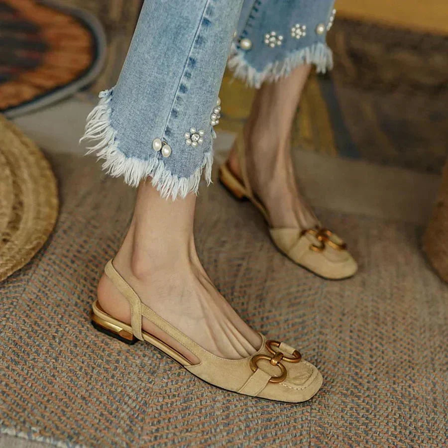 Amira | Women’s Flat Slip-On Sandals with Buckle Detail