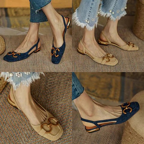Amira | Women’s Flat Slip-On Sandals with Buckle Detail