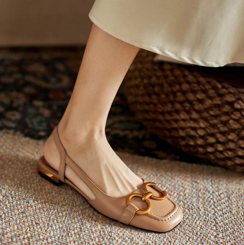 Amira | Women’s Flat Slip-On Sandals with Buckle Detail