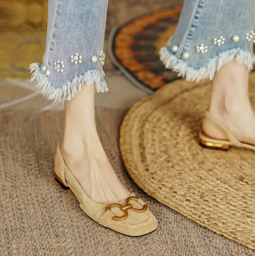 Amira | Women’s Flat Slip-On Sandals with Buckle Detail