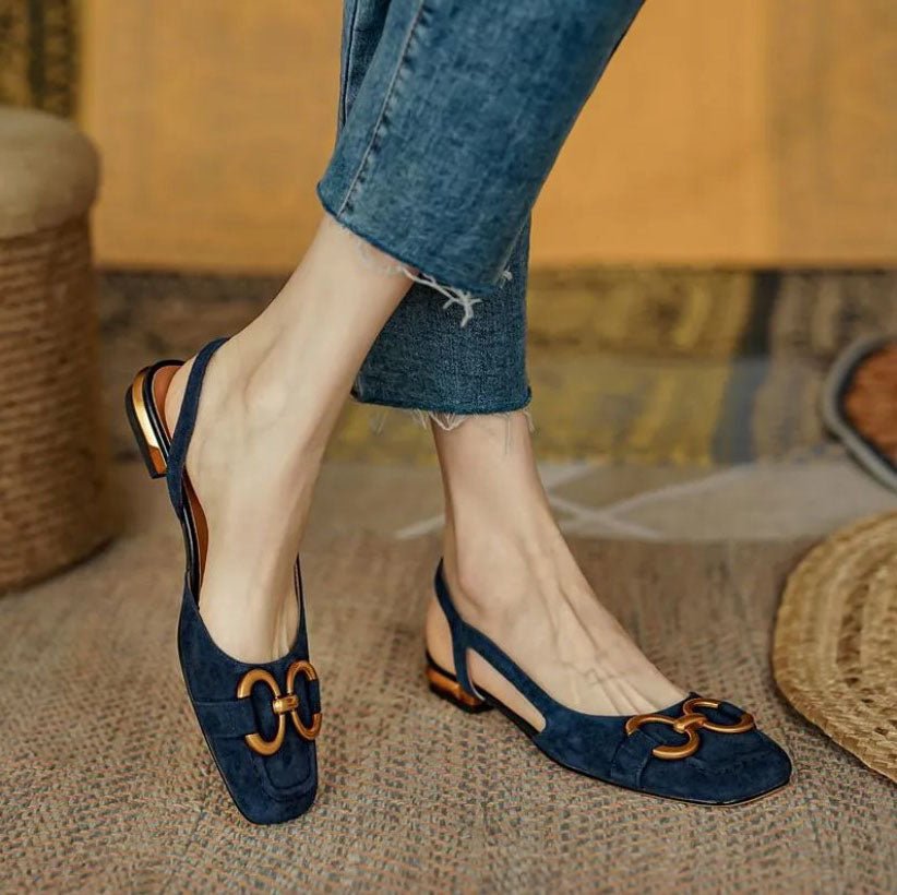 Amira | Women’s Flat Slip-On Sandals with Buckle Detail