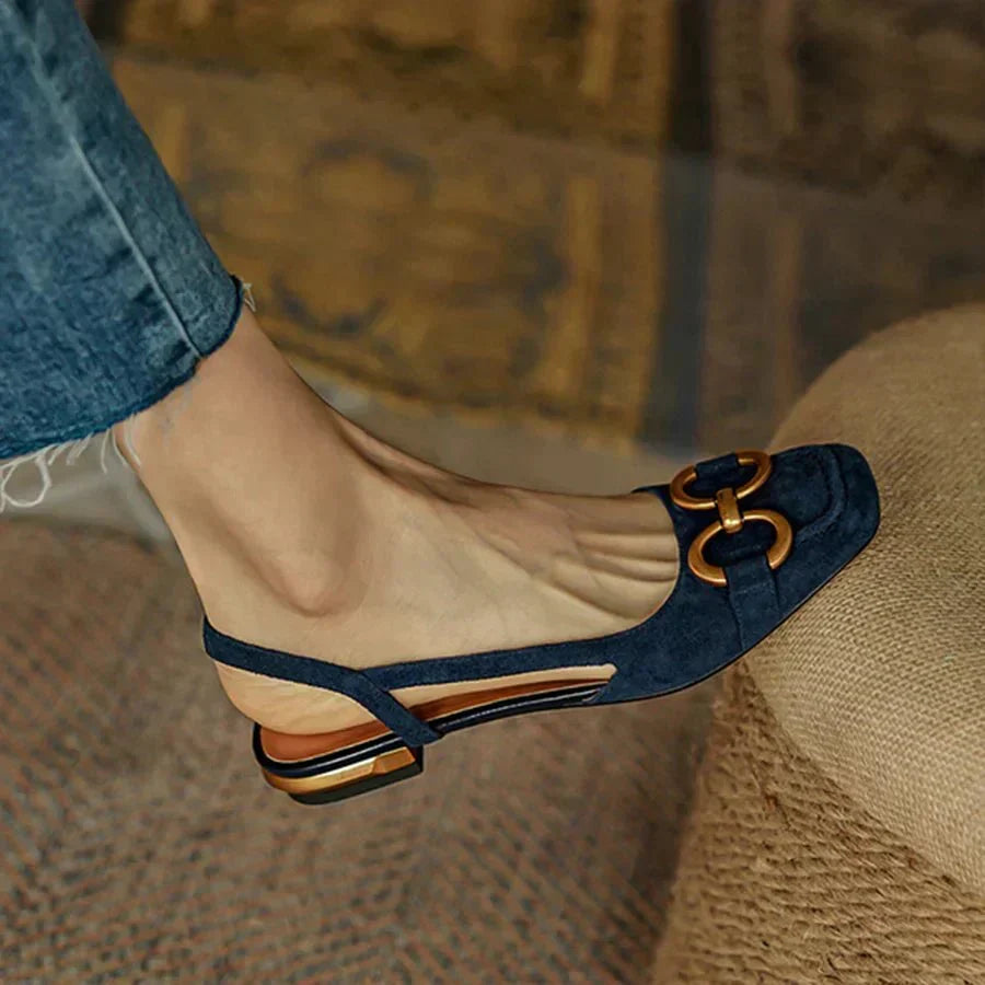 Amira | Women’s Flat Slip-On Sandals with Buckle Detail