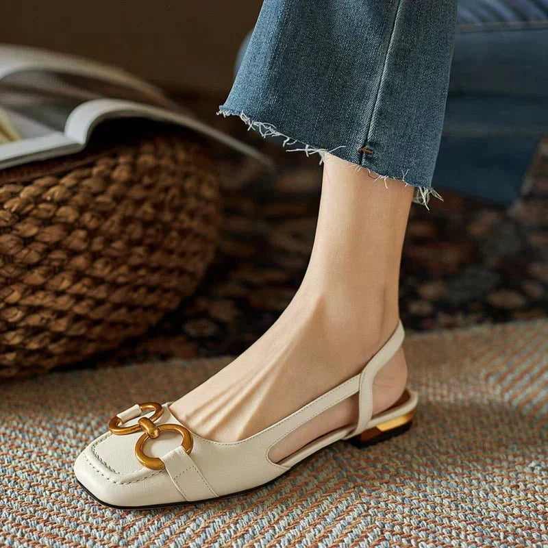 Amira | Women’s Flat Slip-On Sandals with Buckle Detail