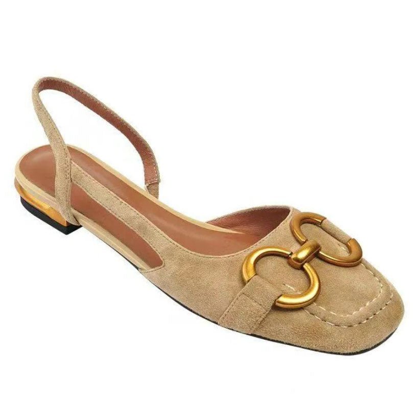 Amira | Women’s Flat Slip-On Sandals with Buckle Detail