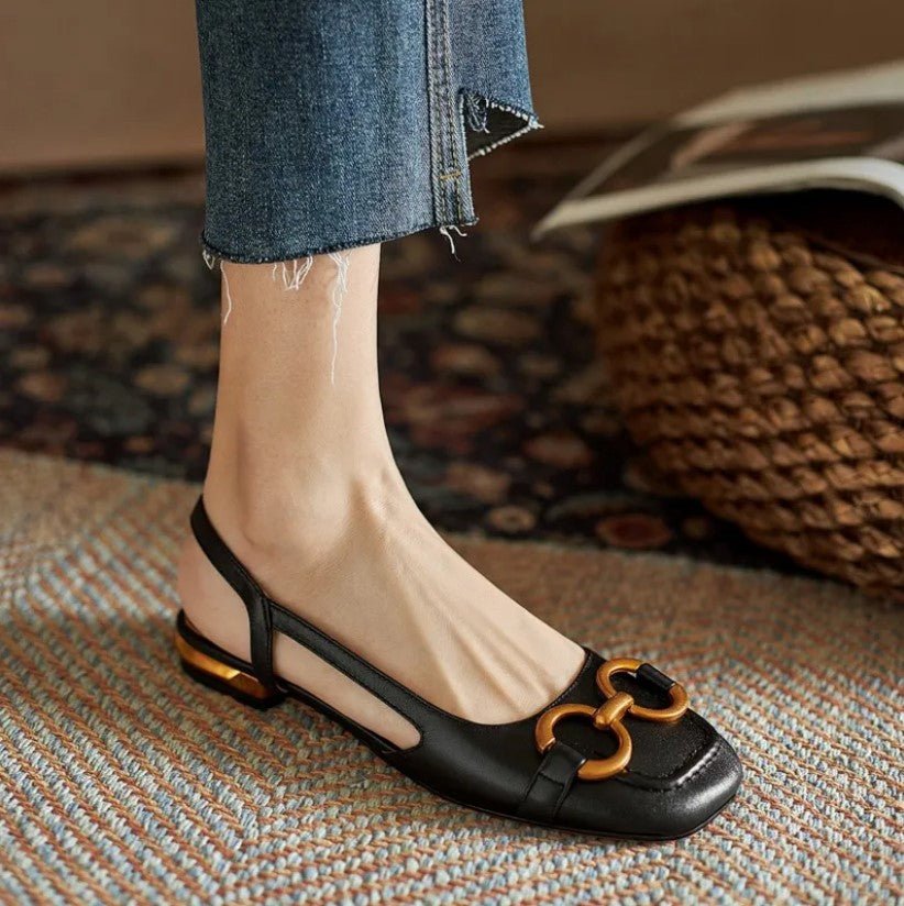 Amira | Women’s Flat Slip-On Sandals with Buckle Detail