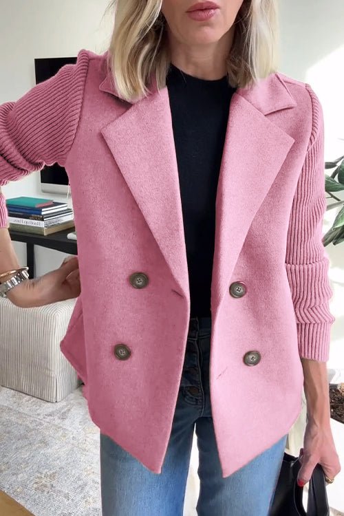 Women’s Knit Sleeve Blazer Jacket – Smart Casual Tailored Fit