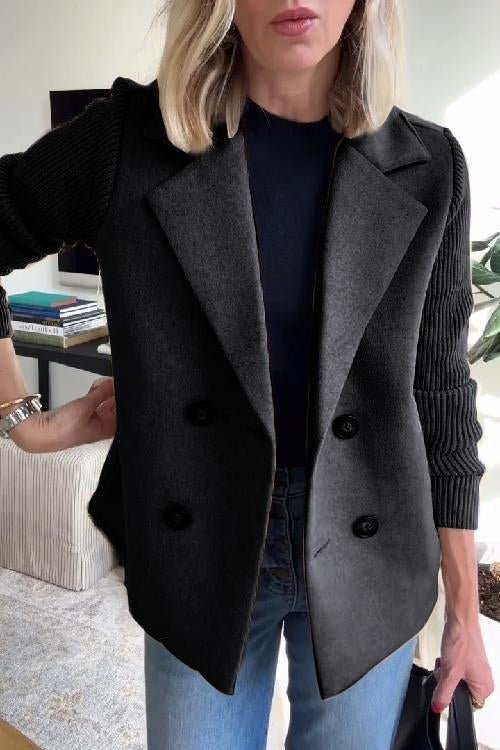 Women’s Knit Sleeve Blazer Jacket – Smart Casual Tailored Fit