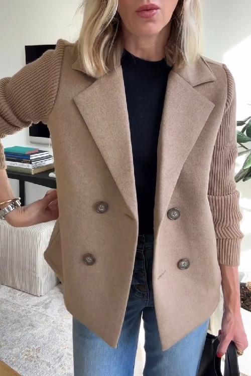 Women’s Knit Sleeve Blazer Jacket – Smart Casual Tailored Fit