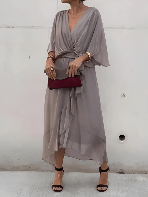 Anastasia - Long Sleeve Midi Dress with Sleeves for Effortless Elegance