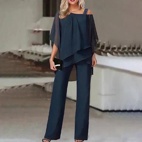 Celestine | Cold-Shoulder Layered Pants Set