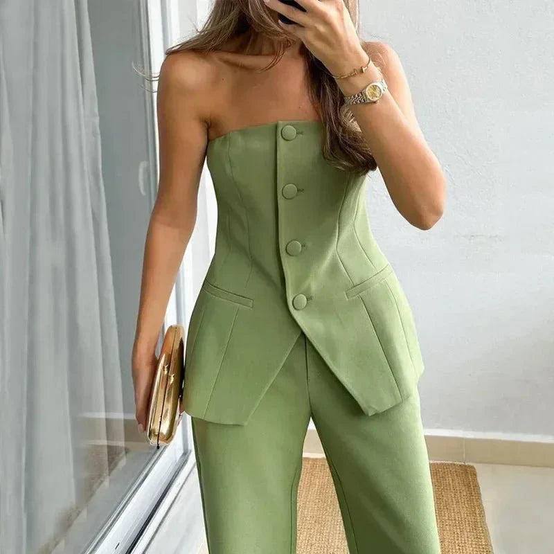 Virelle | Strapless Tailored Two-Piece Set