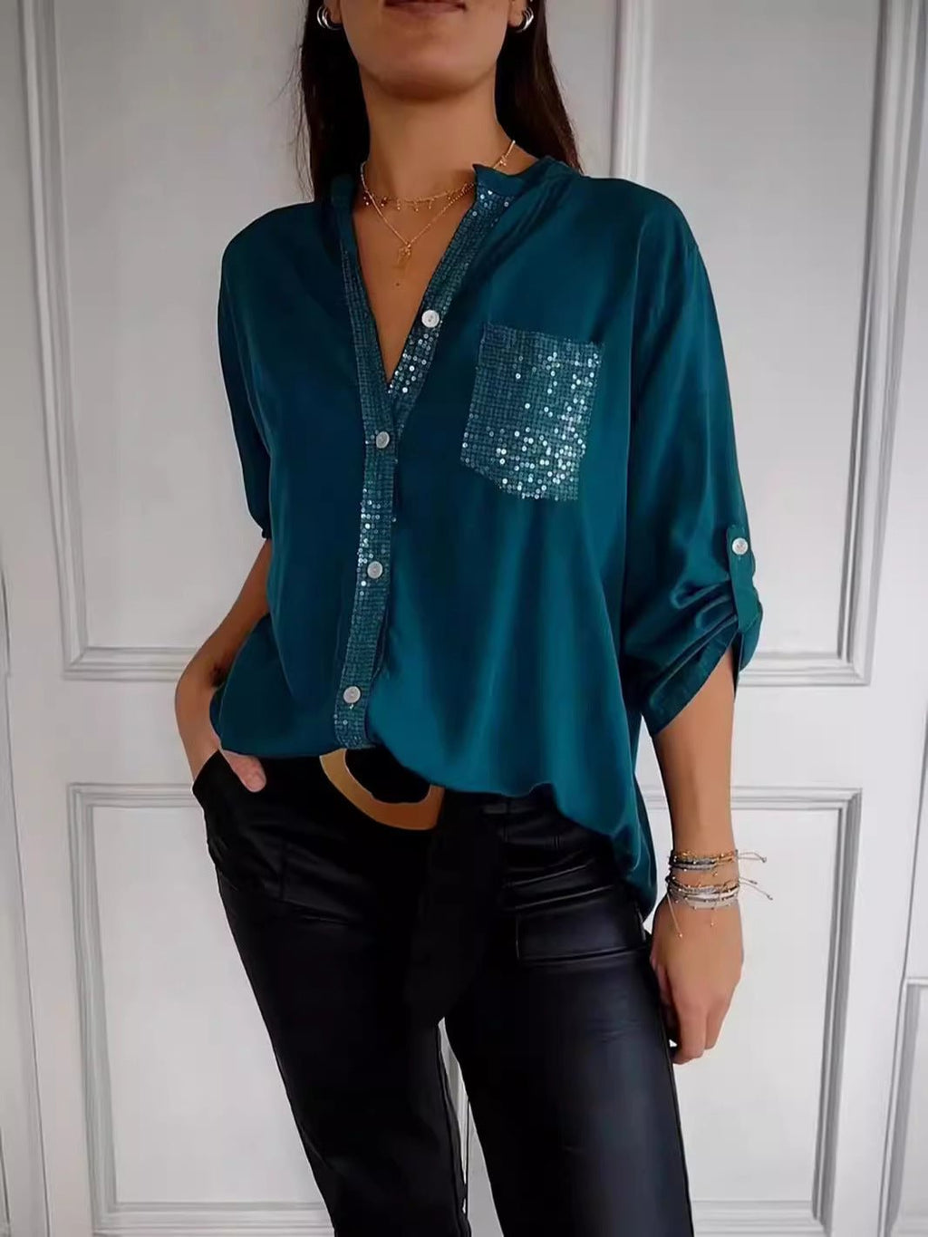 Isabeau | Chic Sequin Detail Blouse