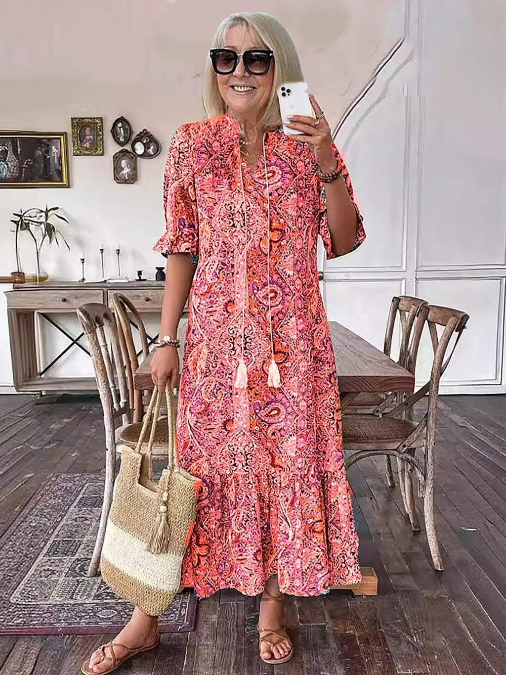Leontine | Boho Print Maxi Dress