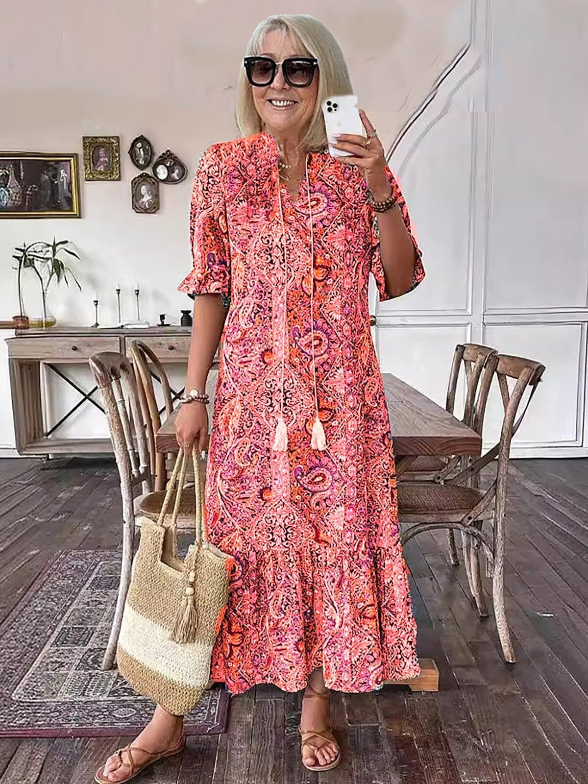 Leontine | Boho Print Maxi Dress