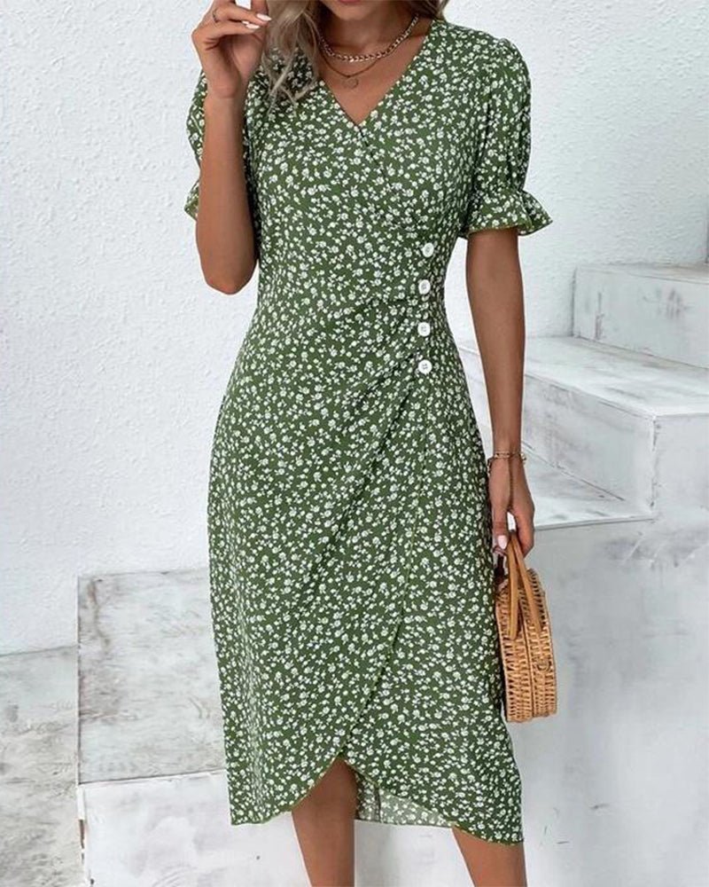 Isolde | Floral V-Neck Dress