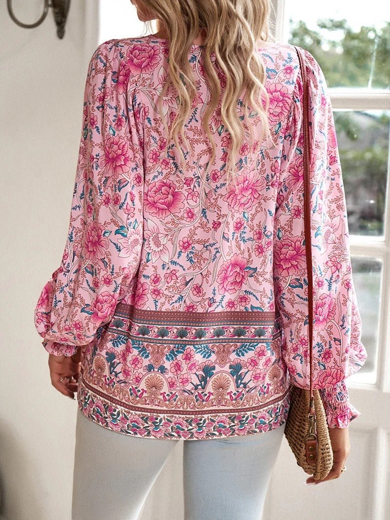 Maelis | Floral Boho Peasant Blouse