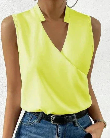 Selene | Sleeveless Wrap Neck Blouse