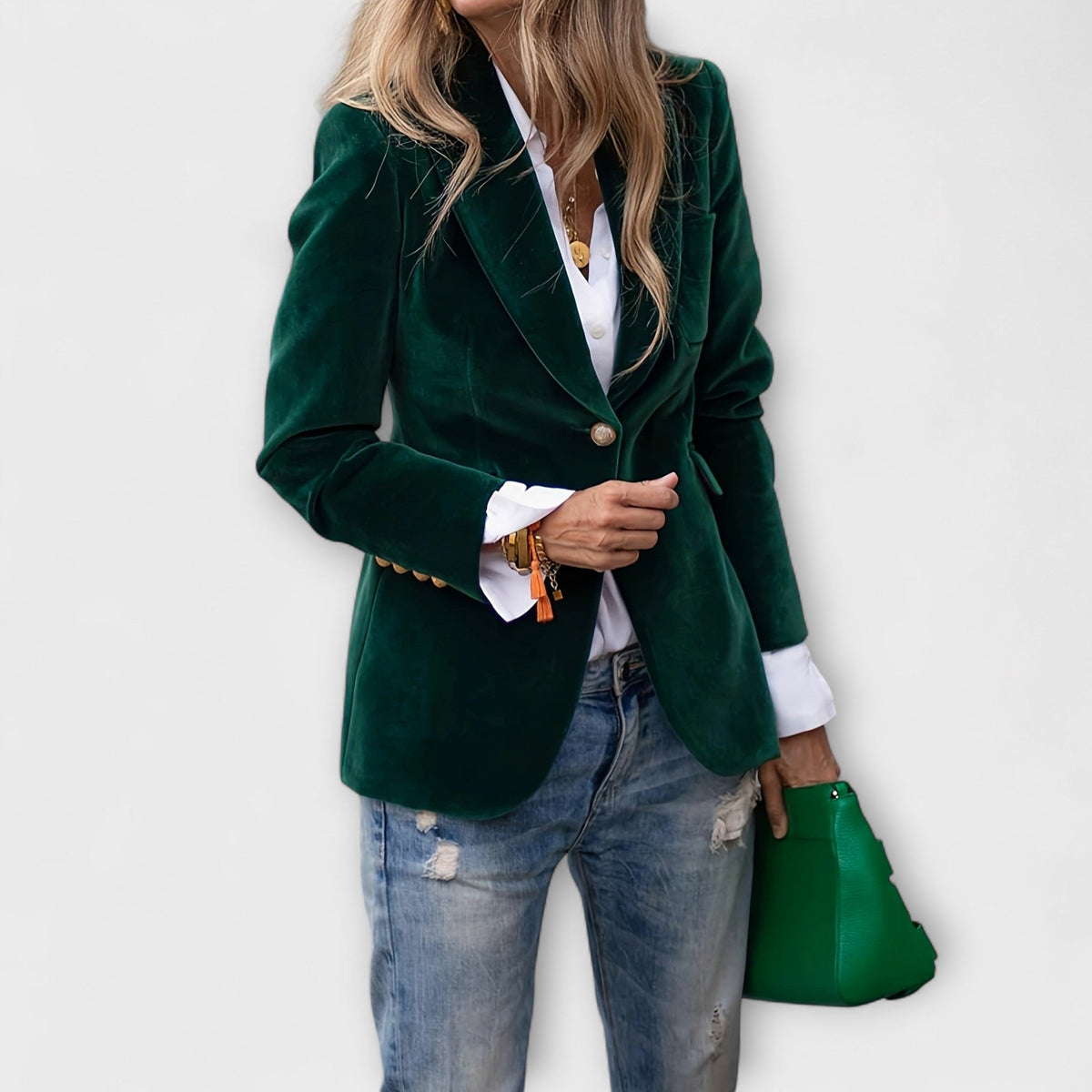 Kalina | Velvet Blazer with Gold Details