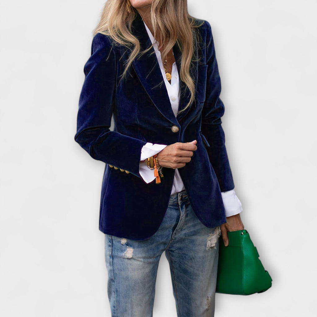 Kalina | Velvet Blazer with Gold Details