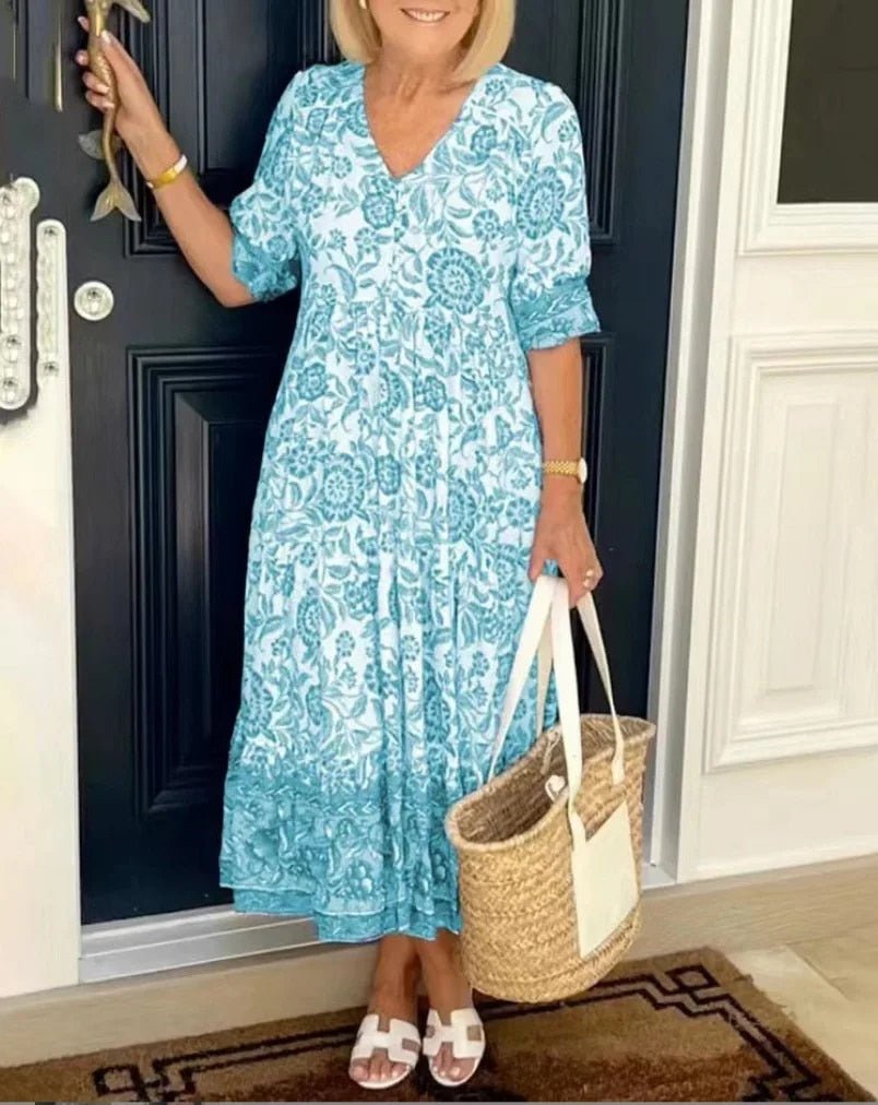 Serena | Floral V-Neck Cover Dress