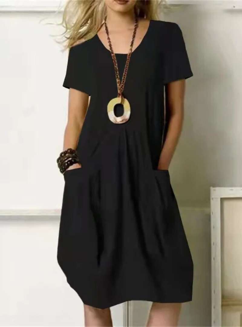 Stylish Round-Neck Knee-Length Dress