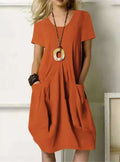 Stylish Round-Neck Knee-Length Dress