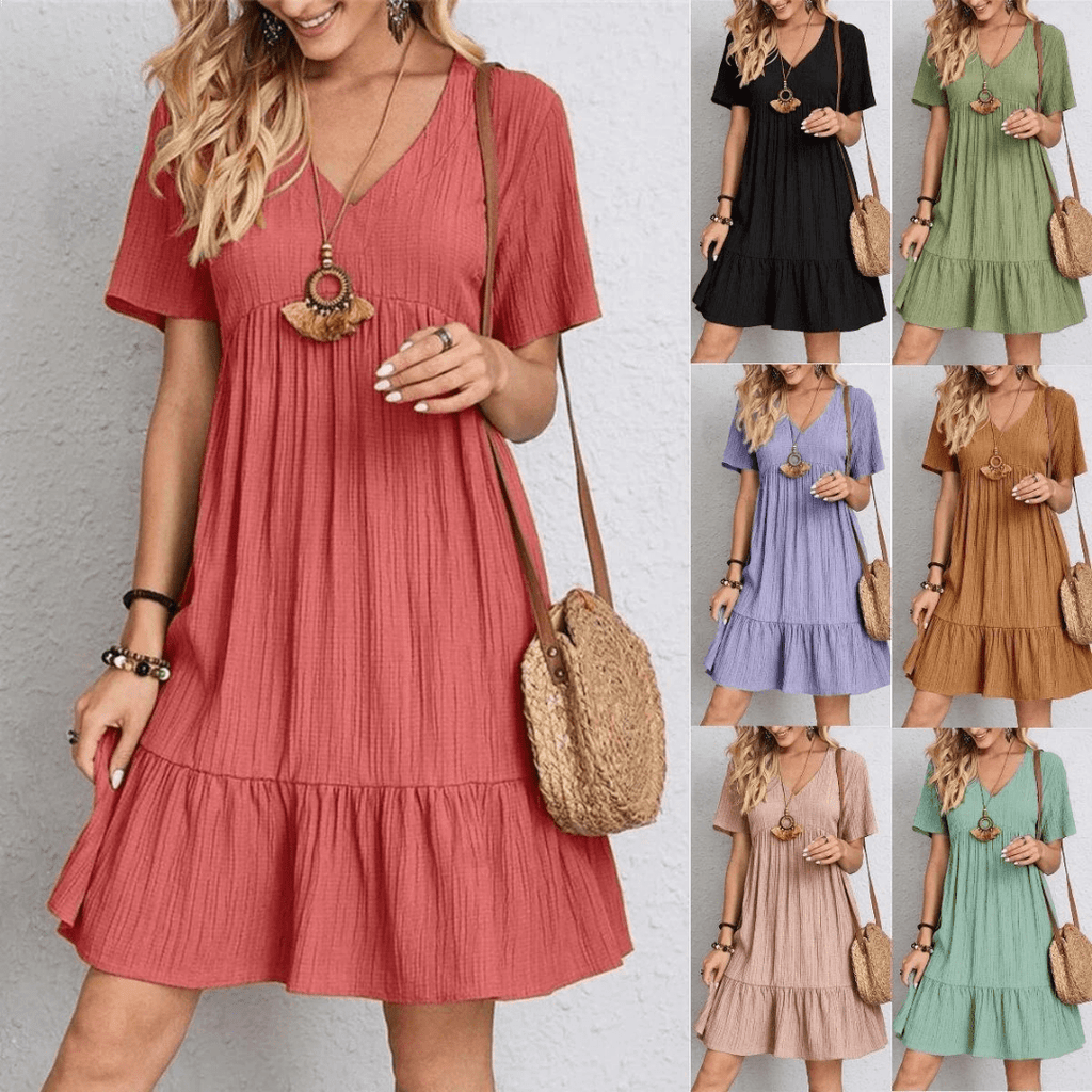 A-Line Retro V-Neck Dress