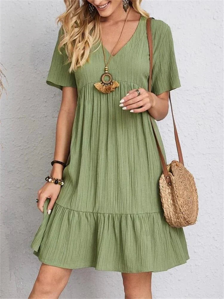 A-Line Retro V-Neck Dress