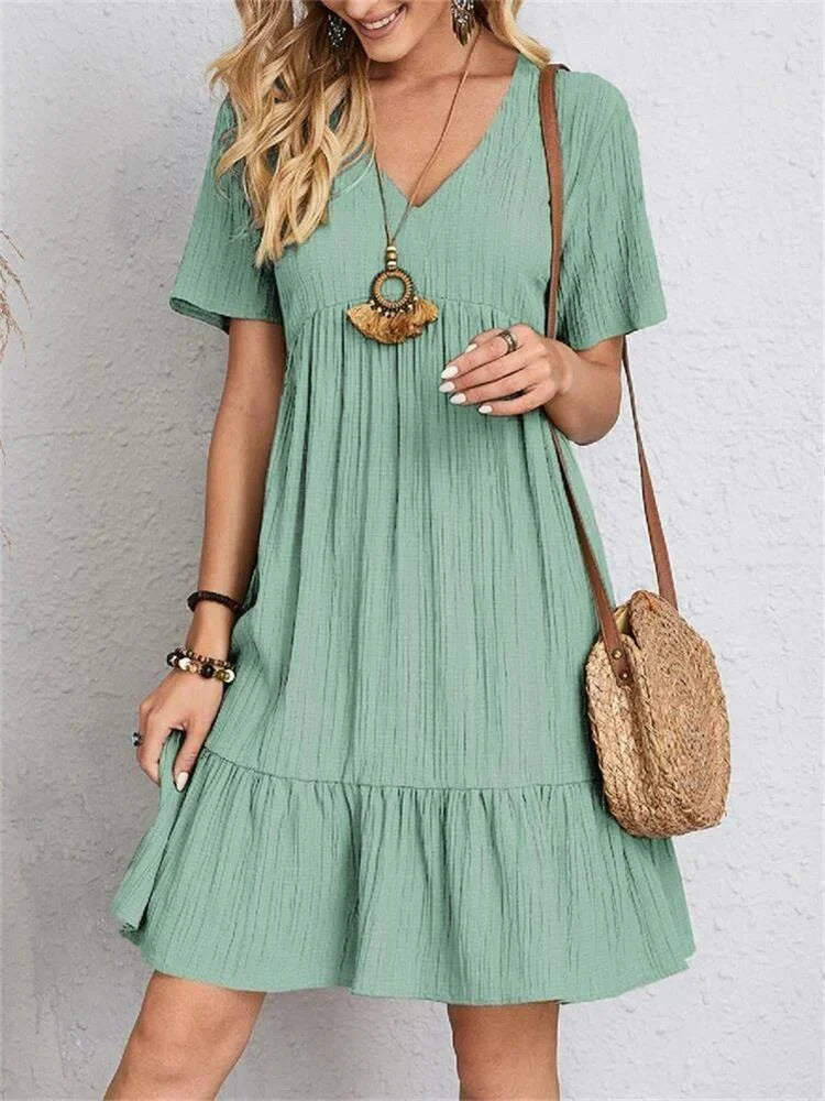 A-Line Retro V-Neck Dress