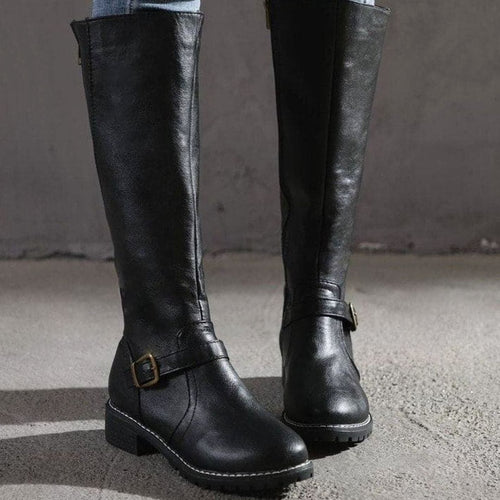 Clara | Women’s Leather Ankle Buckle Knee-High Riding Boots