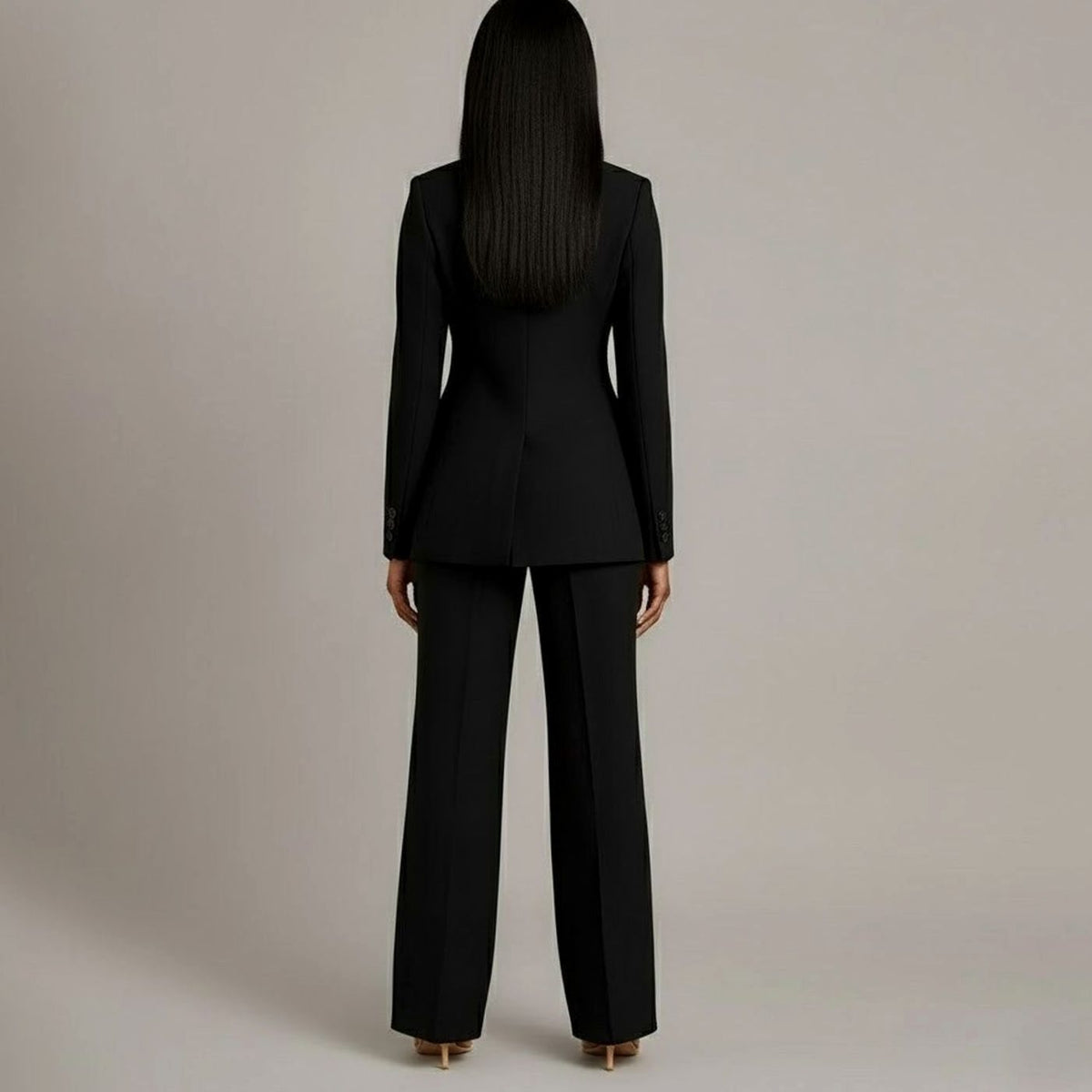 Bianca | Women’s Ivory Single-Button Tailored Blazer & Wide-Leg Suit Set