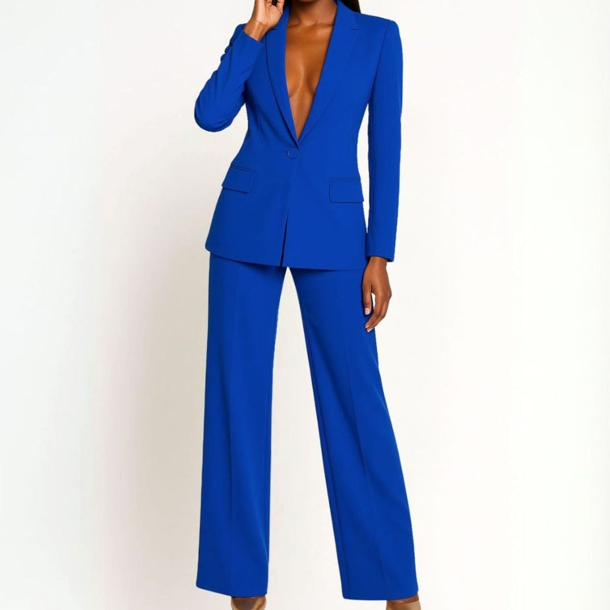 Victoria | Women’s Single-Button Tailored Blazer & Wide-Leg Suit Set